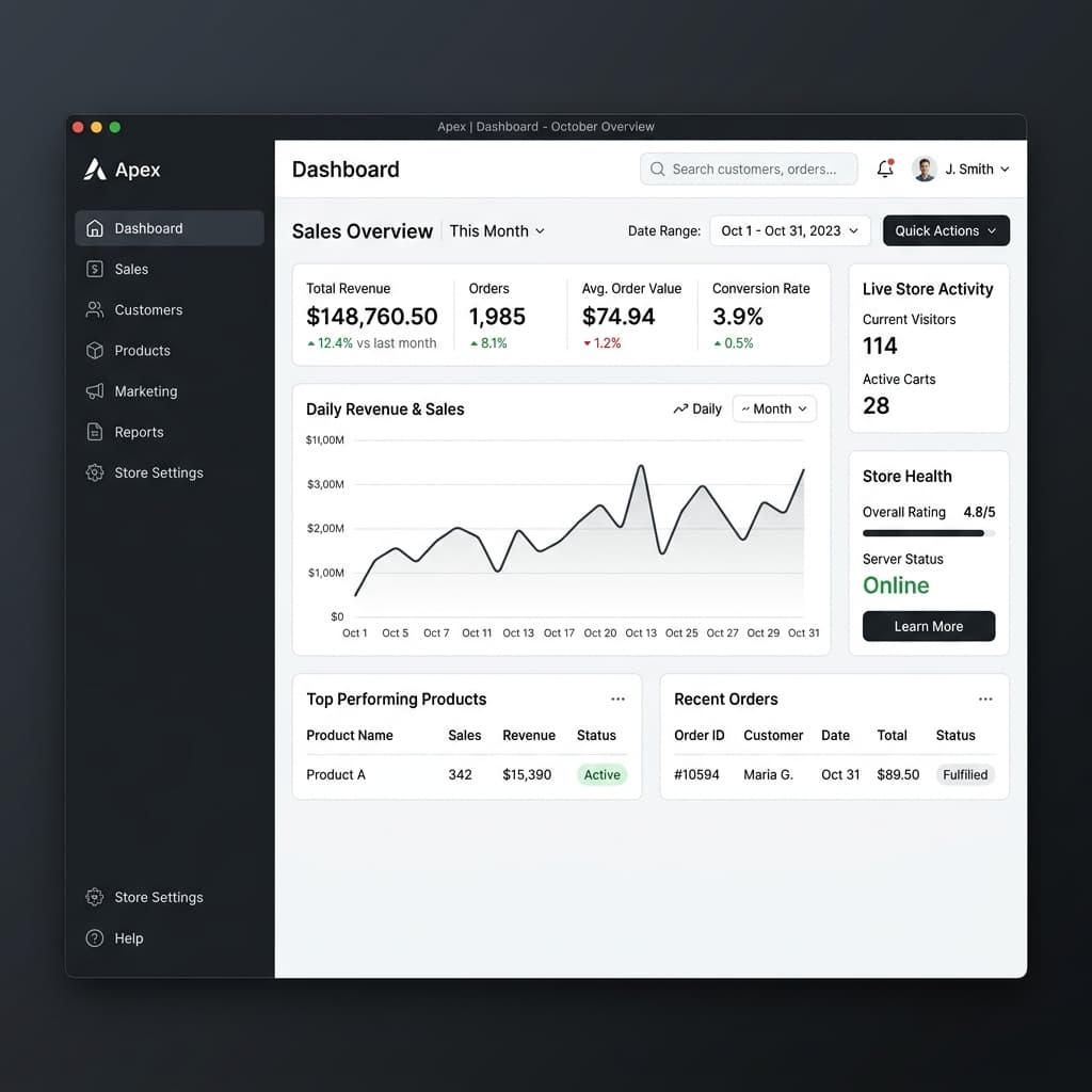 Ecommerce platform — storefront, admin, and POS